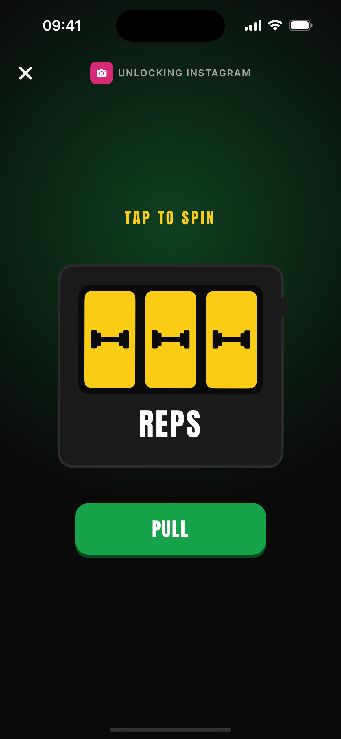 Slot machine spin screen — tap to spin